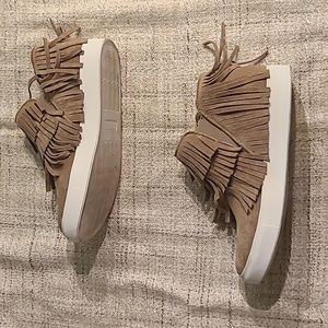 Slip on fringed moccasins Worn less than an hour!!